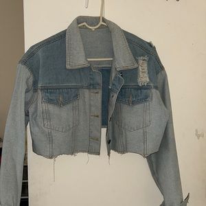 Cropped Jean Jacket w Rips